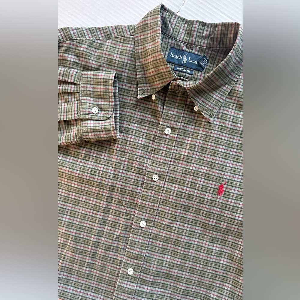 Ralph Lauren Mens XL Shirt Striped Custom Fit Long Sleeve Button Down